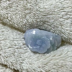 Certified Grade-A Natural Lavender Jade Jadeite Flower Ring Size 8 - New 356040